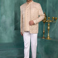 Elegant Cream Floral Jodhpuri Jacket Without Pant for Wedding