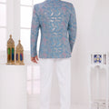 Refreshing Blue Floral Jodhpuri Jacket Without Pant for Wedding