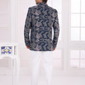 Stunning Navy Blue Floral Jodhpuri Jacket Without Pant for Wedding