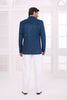 Superb Blue Textured Jodhpuri Jacket Without Pant for Wedding