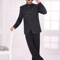 Latest Black Textured Jodhpuri Jacket Without Pant for Wedding