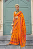 Royal Orange Banarasi Meenakari Print Silk Saree for Wedding
