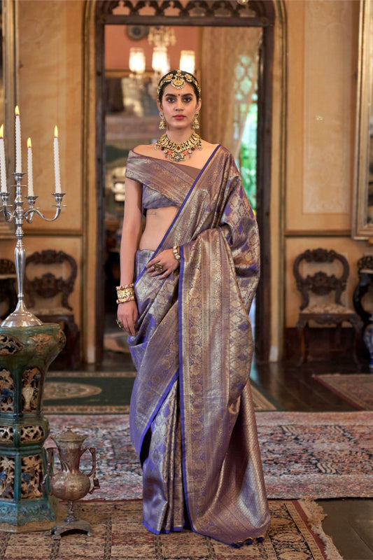 Royal Blue Gold Banarasi Traditional Silk Saree 