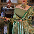 Olive Green Banarasi Traditional Silk Saree