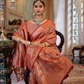 Orange Banarasi Silk Saree with Golden Zari Festive Wear Saree