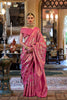 Pink Banarasi Silk Saree with Golden Zari Weaving Contrast Pallu 