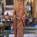 Royal Copper Brown Banarasi Traditional Silk Saree Golden Zari Festive Wear 