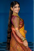 Mustard Yellow Kanjivaram Silk Saree Gold Zari Border Butti Work