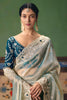Pastel Mint Green Organza Silk Saree Heavy Silver Zari Embroidery Border