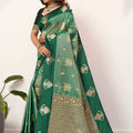 Bottle Green Kanjivaram Silk Saree with Rich Gold Zari Border