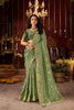  Olive Green Embroidered Silk Saree Heavy Zari Border Designer Blouse