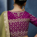 Luxury Olive Green Embroidered Saree with Designer Blouse