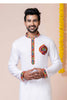 White Rayon Kurta with Multicolor Mirror Embroidery for Navratri Festival