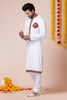 White Rayon Kurta with Multicolor Mirror Embroidery for Navratri Festival