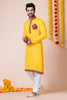 Yellow Rayon Kurta with Multicolor Mirror Embroidery for Navratri Festival