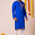 Royal Blue Rayon Kurta with Multicolor Mirror Embroidery for Navratri Festival