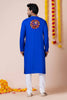 Royal Blue Rayon Kurta with Multicolor Mirror Embroidery for Navratri Festival