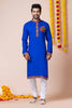 Royal Blue Rayon Kurta with Multicolor Mirror Embroidery for Navratri Festival
