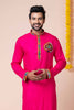 Lovely Pink Rayon Kurta Pajama Set with Multicolor Mirror Embroidery for Navratri