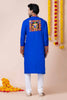Latest Blue Embroidered Kurta Pajama Set for Men with Multicolor Mirror Work