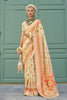 Traditional Cream Banarasi Meenakari Print Silk Saree for Wedding