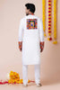 Stunning White Rayon Kurta with Multicolor Kutchi Mirror Embroidery for Navratri
