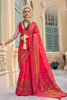 Premium Rani Pink Banarasi Meenakari Print Silk Saree for Wedding