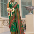 Beautiful Green Banarasi Meenakari Print Silk Saree for Wedding