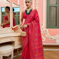 Royal Rani Pink Banarasi Meenakari Print Silk Saree for Wedding