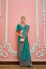 Elegant Teal Blue Banarasi Meenakari Print Silk Saree for Wedding