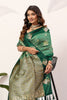 Bottle Green Kanjivaram Silk Saree with Rich Gold Zari Border