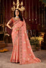  Peach Embroidered Silk Saree Heavy Zari Border Designer Blouse