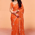 Orange Designer Saree Embroidered Border Saree