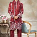Designer Red Embroidered Pure Silk Kurta Pyjama with Dupatta for Wedding Wear