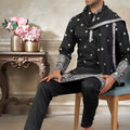 Awesome Black Embroidered Pure Silk Kurta Pyjama Set with Dupatta for Wedding