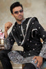 Awesome Black Embroidered Pure Silk Kurta Pyjama Set with Dupatta for Wedding