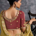 Golden Designer Silk Saree Embroidered Border Maroon Blouse
