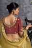 Golden Designer Silk Saree Embroidered Border Maroon Blouse