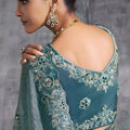 Elegant Teal Green Designer Silk Saree with Embroidered Border