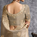 Champagne Gold Designer Silk Saree with Heavy Embroidered Border