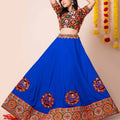 Royal Blue Gujarati Embroidered Chaniya Choli with Mirror Work for Navratri
