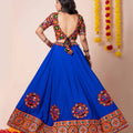 Royal Blue Gujarati Embroidered Chaniya Choli with Mirror Work for Navratri