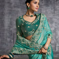 Sea Green Designer Silk Saree with Heavy Embroidered Border