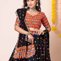 Black Lehenga Choli with Multicolor Mirror Embroidery and Traditional Dupatta
