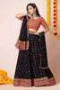 Black Lehenga Choli with Multicolor Mirror Embroidery and Traditional Dupatta