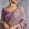 Luxury Lavender Silk Saree with Zari Embroidery Border Designer Blouse