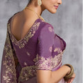 Luxury Lavender Silk Saree with Zari Embroidery Border Designer Blouse