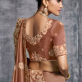 Copper Brown Silk Saree Heavy Zari Embroidery Border Designer Blouse