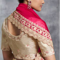 Pink Silk Saree with Heavy Zari Embroidered Border Designer Blouse