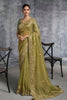 Olive Green Silk Saree with Zari Embroidered Border Designer Blouse